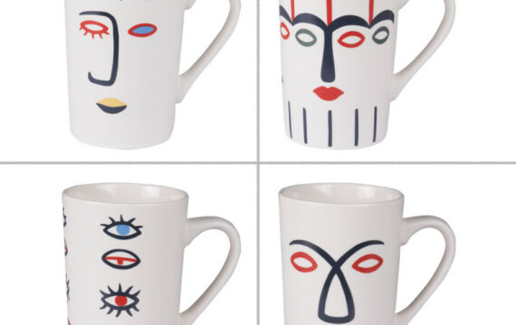Coffret de 4 mugs coloré abstrait - Pujol maison
