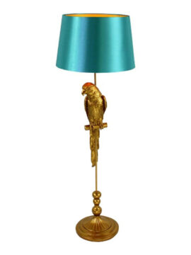 Lampadaire perroquet doré/turquoise - Pujol maison