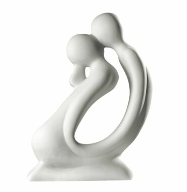 Sculpture "le baiser" en céramique blanc - Pujol maison