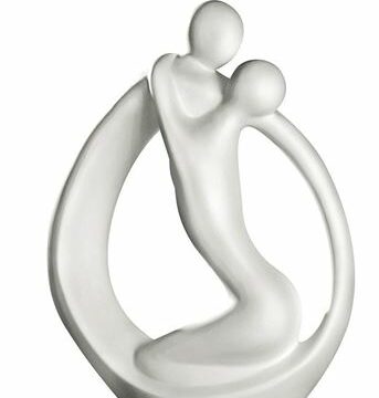 Sculpture "le câlin" en céramique blanc - Pujol maison