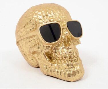 Sculpture tête de mort Skull lunettes or