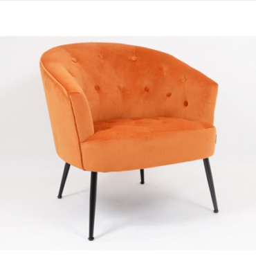 fauteuil tissu velours orange Samantha - Pujol maison