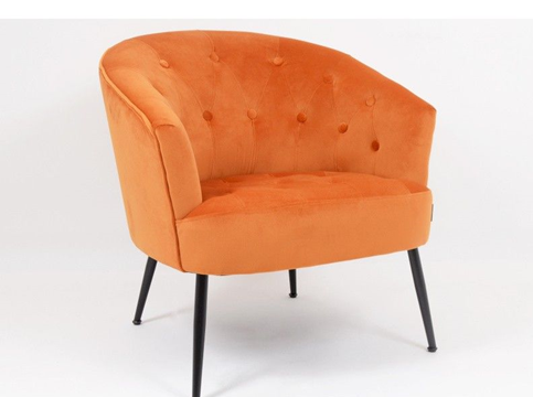 fauteuil tissu velours orange Samantha - Pujol maison