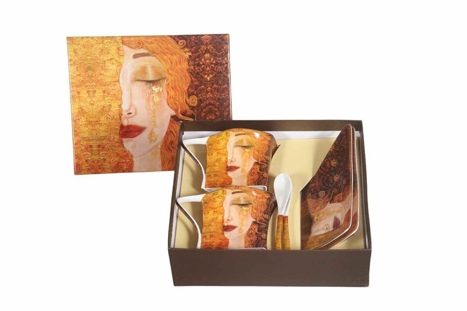 Ens. Tasses + cuillères "larmes d'or" Gustav Klimt - Pujol maison