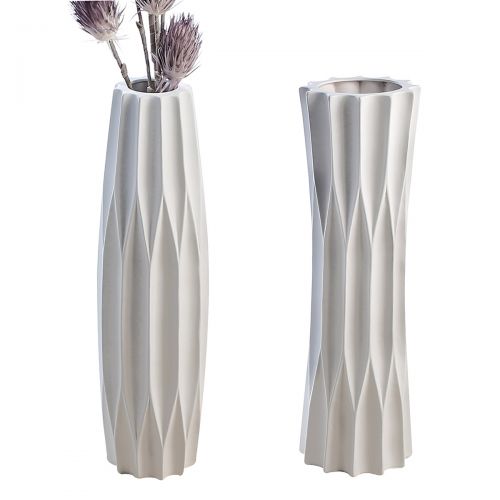 Vase Taglio blanc en céramique 58cm - Pujol maison