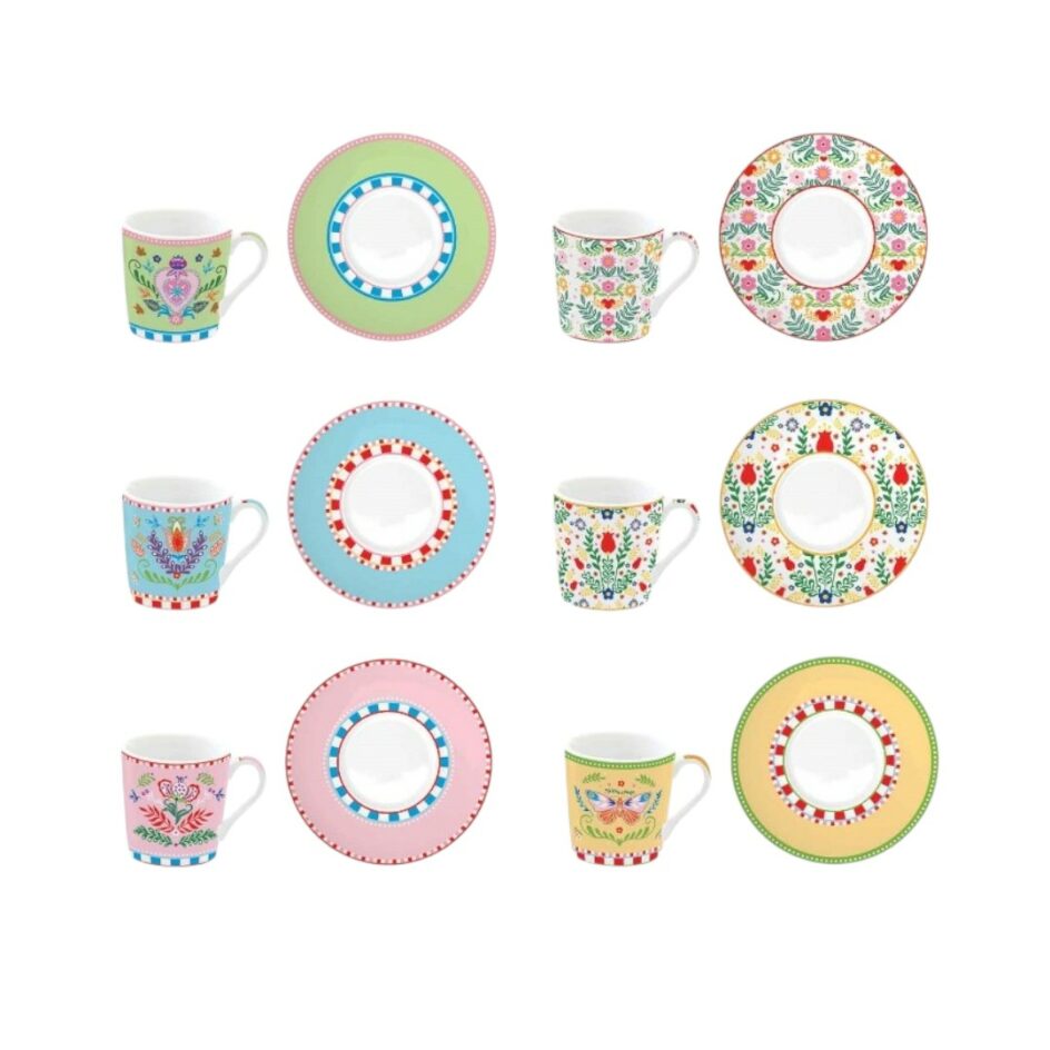 Coffret 6 tasses expresso "Spring Folk" - 10cl