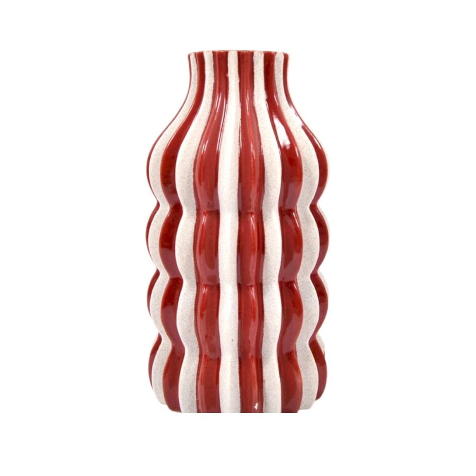 Vase "Finella" - H38cm - Rouge/blanc