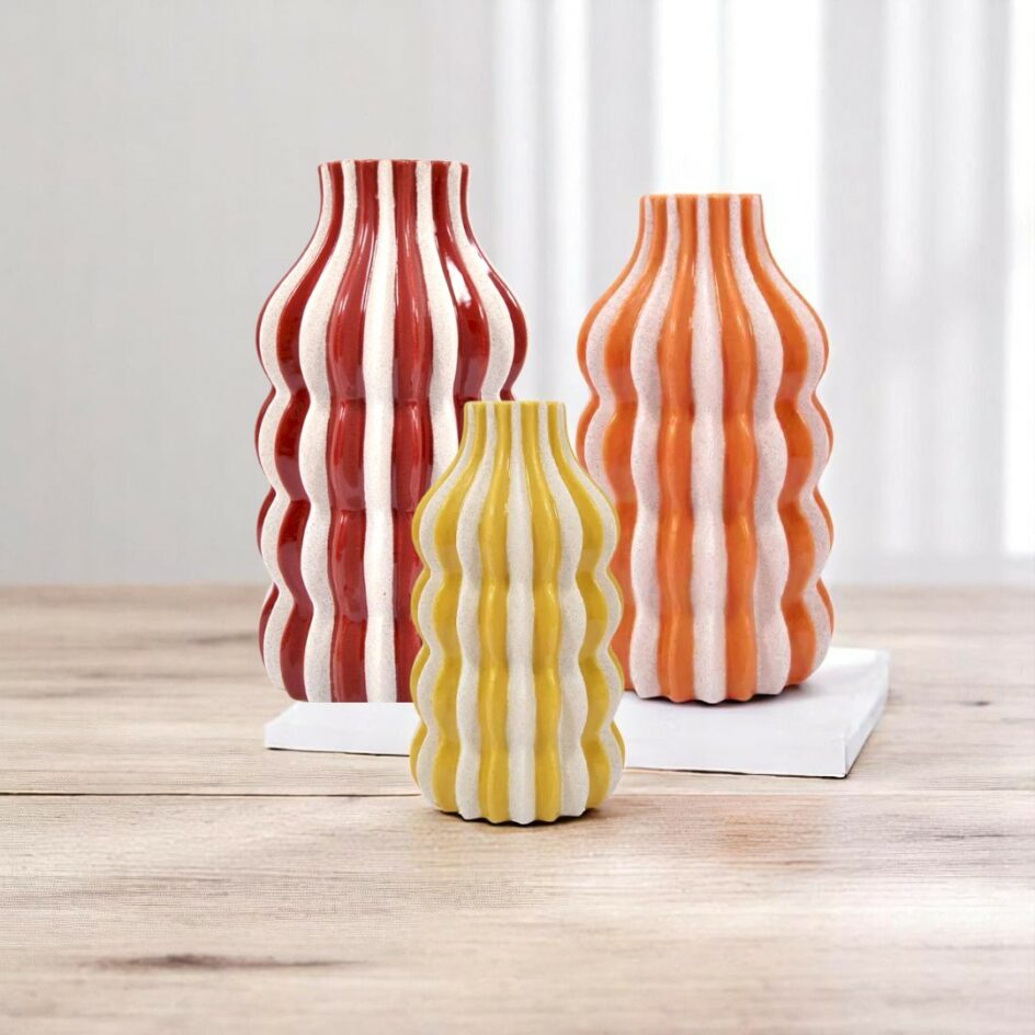 Vase "Finella" - H38cm - Rouge/blanc