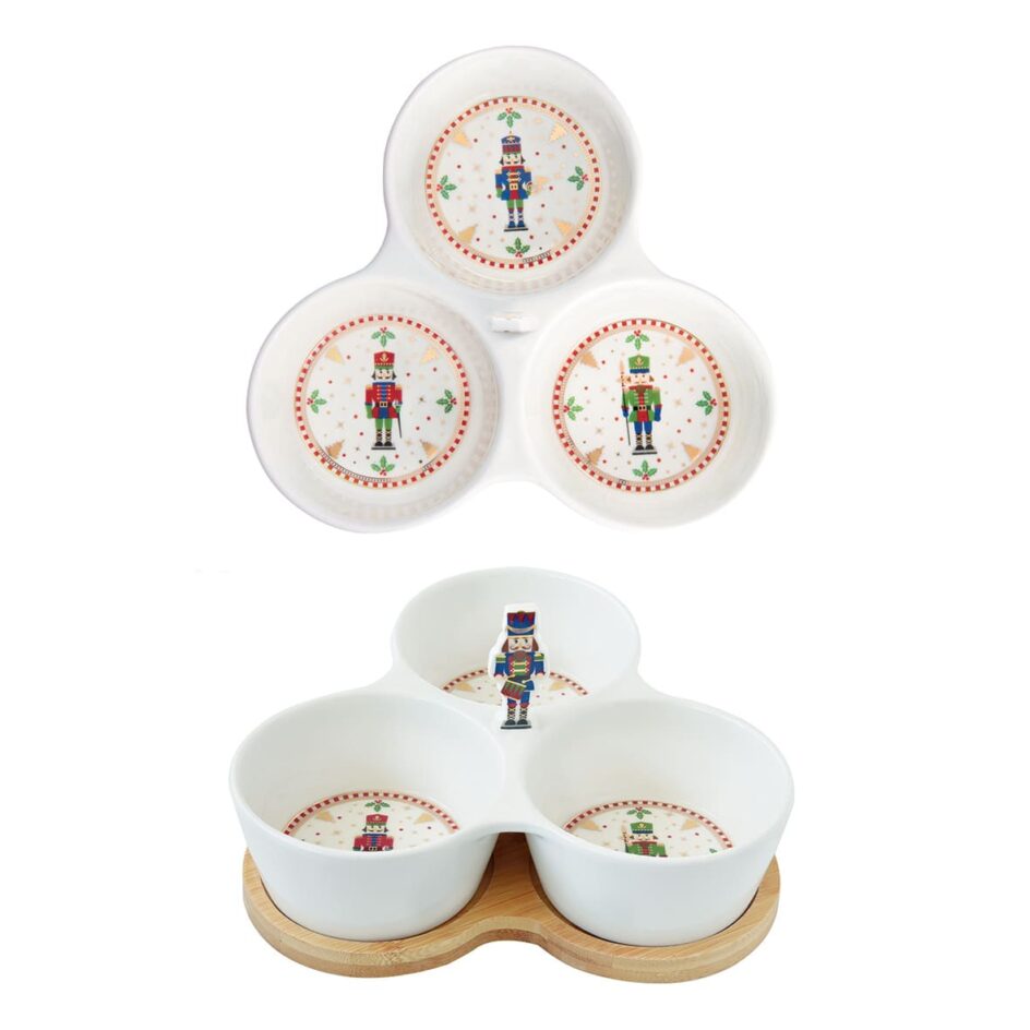 Coffret apéritif 3 coupelles "Vintage Nutcrackers"