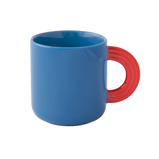 Mug "Creative" bleu anse rouge - 350ml