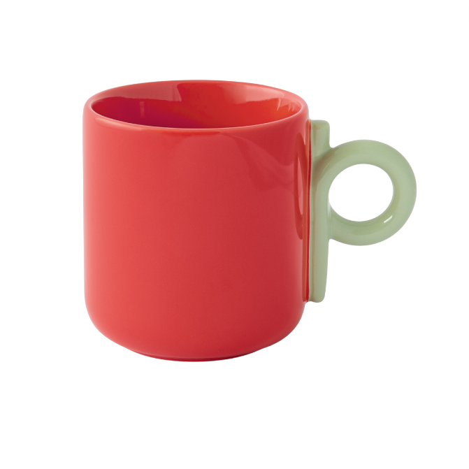 Mug "Creative" Rouge anse verte - 350ml