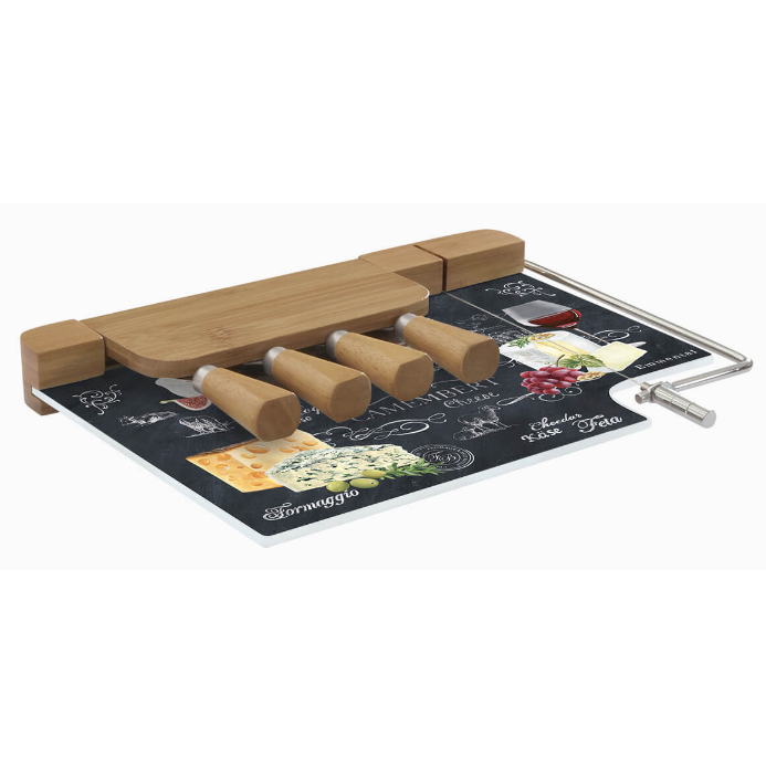 Plateau à fromages avec 4 couteaux World of Cheese