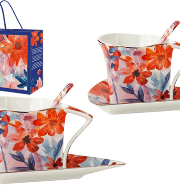 Coffret 2 Tasses triangle 180ml "Aquarelle"