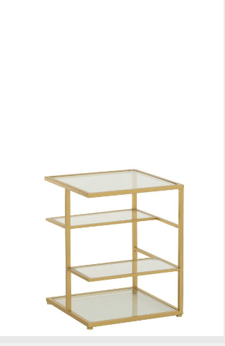 Table-D'appoint-Métal et Verre-Dorée-51.5 cm.