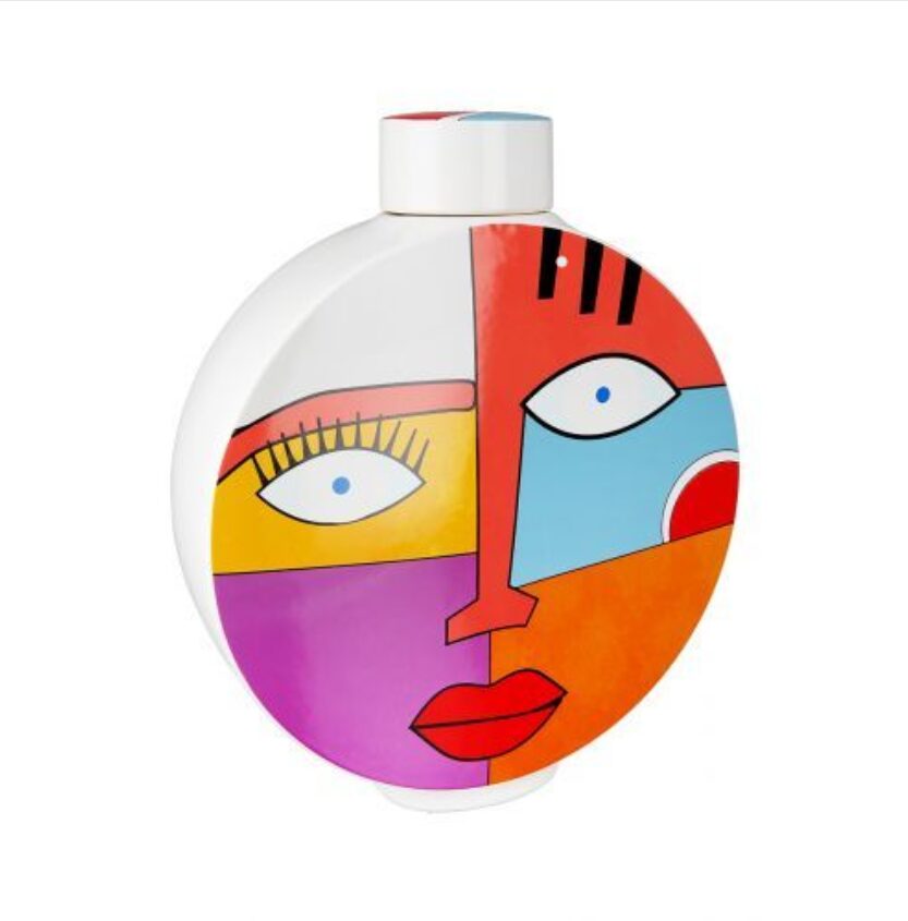 Vase-Décoratif-à-Couvercle-"Grafic-Face".