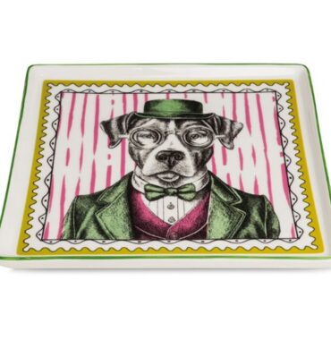 Assiette-Carrée-Motif-Chien.