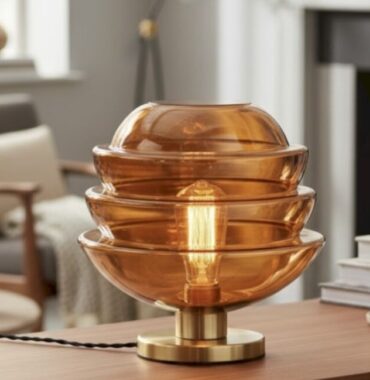 Lampe-" Hélios"-Orange-29 cm.