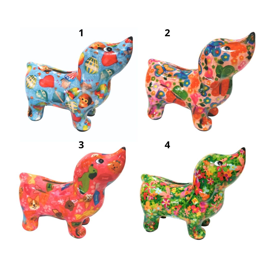 POMME PIDOU - Tirelire Teckel - H13cm