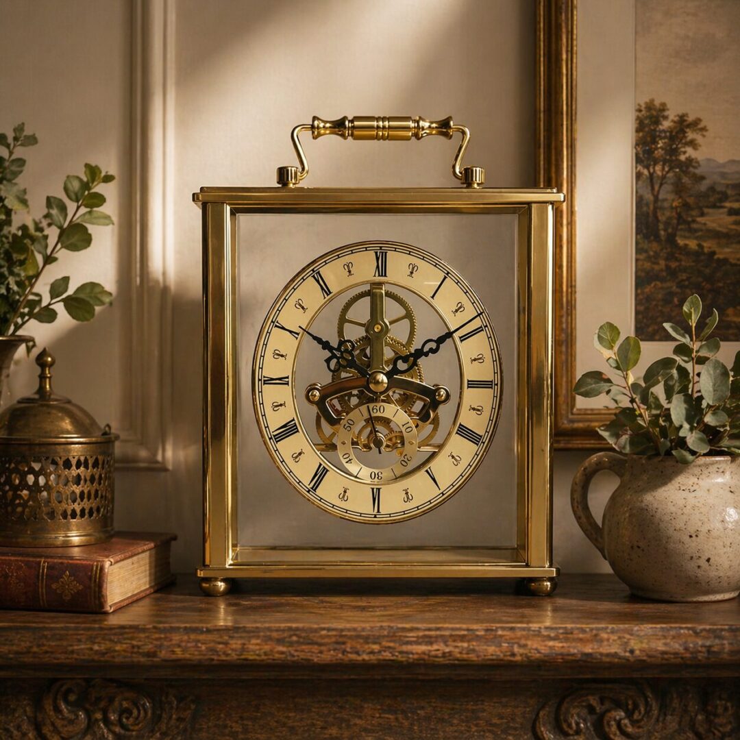 Pendule à poser Dorée - 16x14cm – Image 2