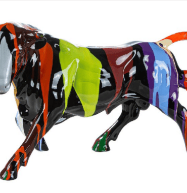 Taureau Résine Multicolore 60 cm.