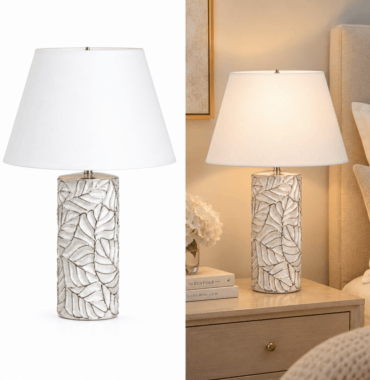 Lampe "Faggio"motif Feuille Argent.