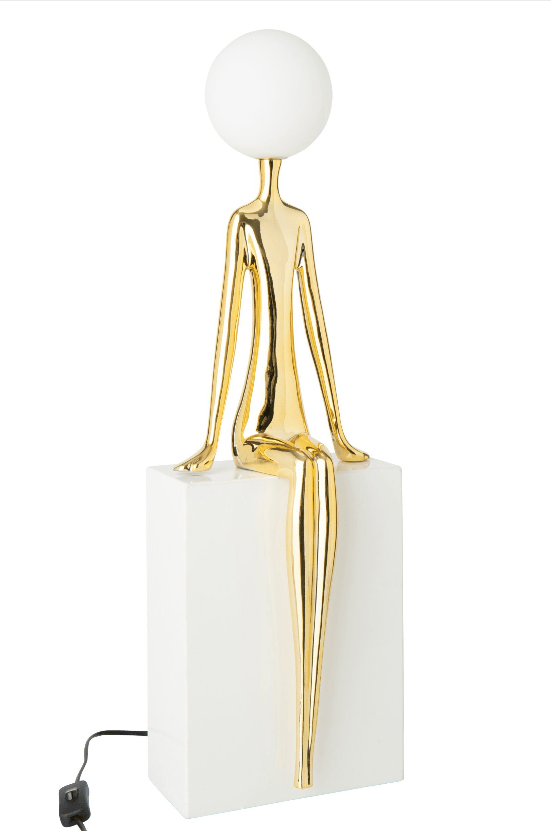 Lampe "Silhouette "Dorée et Blanche72 cm.