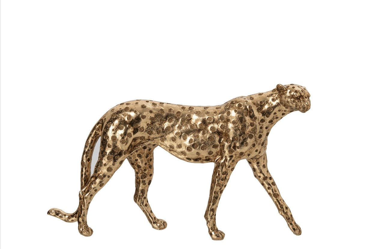 Guépard en Résine Dorée 43 cm.