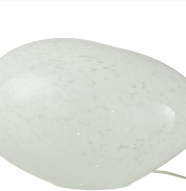 Lampe "Dany "ovale en verre blanc.