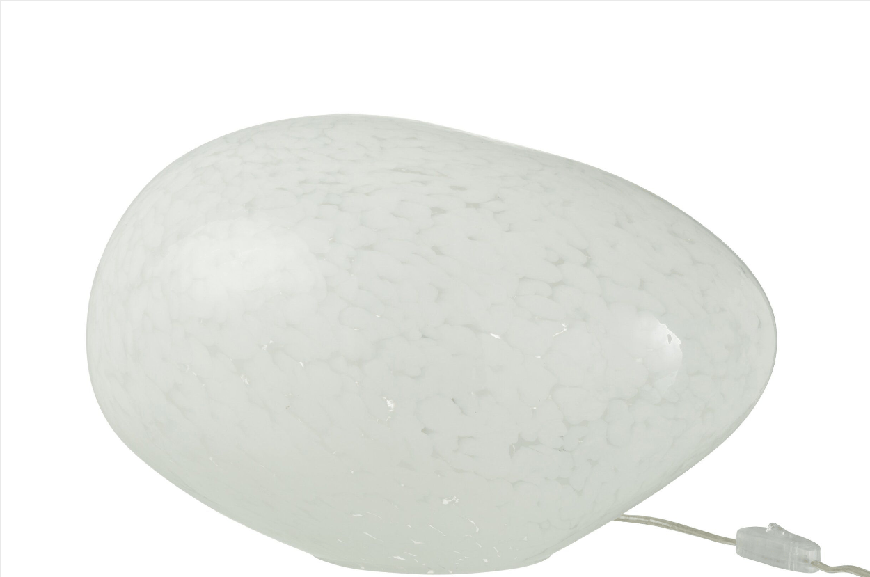 Lampe "Dany "ovale en verre blanc.