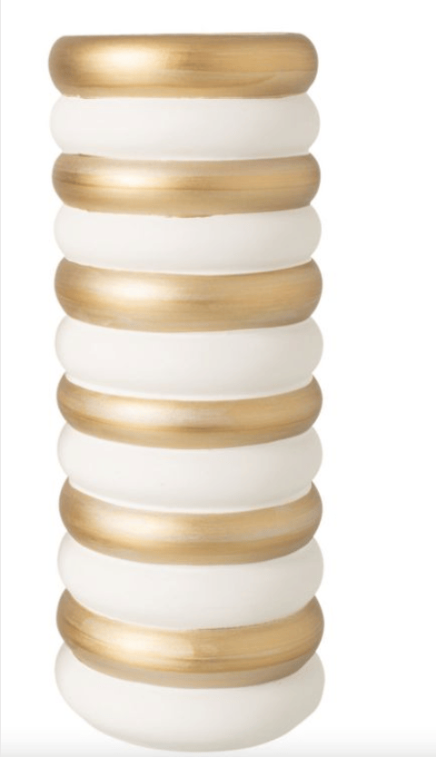Vase Blanc et Doré Porcelaine 33 cm.