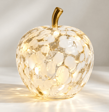 Lampe Led Pomme Blanc et Or-22 cm.