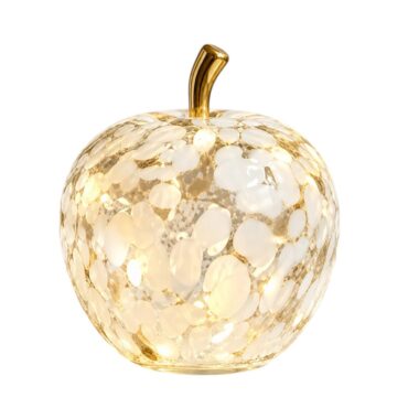 Lampe Led Pomme Blanc et Or - 22 cm